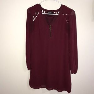 Red Dress Sheer Long Sleeve Size Small